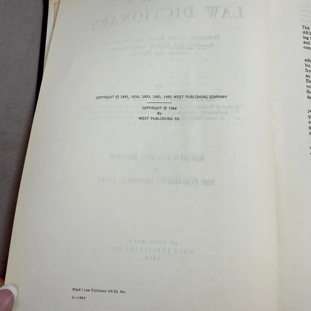 Black's Law Dictionary Revised 4th Edition 1968 HC West Henry Campbell Black